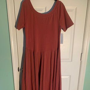 Soft Surroundings Maxi Dress Size M 10/12 Short Sleeve Boatneck Gauze Crepe Rust